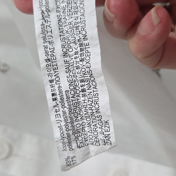 Zara White Rhinestone Embroidered Oversized Poplin Shirt, Small - Picture 8 of 8